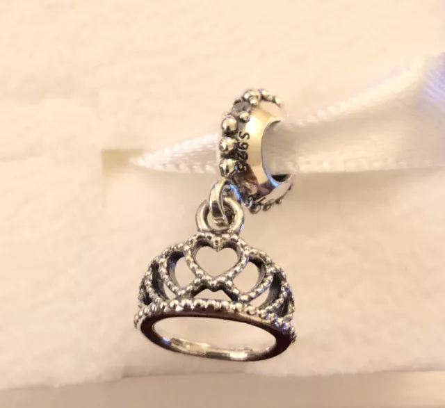 Pandora Tiara, Clear CZ, Dangle Charm #791738CZ +FREE Pandora Gift Box +Tag