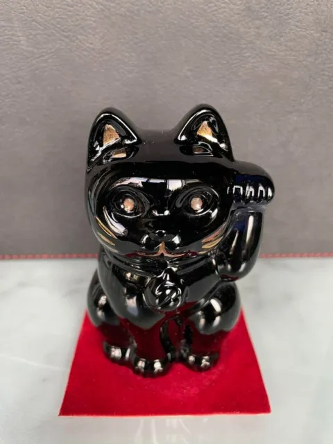 Baccarat Maneki Neko Lucky Cat Crystal Figure Midnight Black Beckoning Cat Used