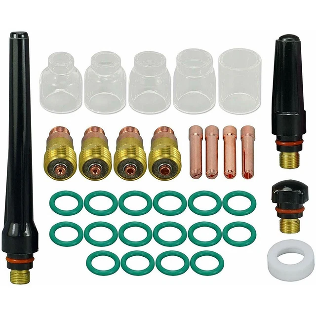 Set corpo collettore lente a gas TIG Stubby per DB SR WP 17 18 26 Tig torch bianco