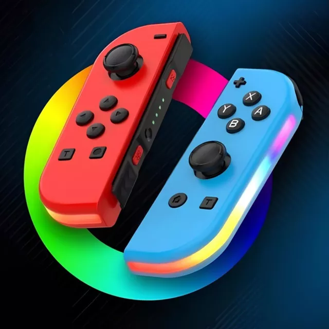 Manette compatible Nintendo Switch OLED Joy-Con sans fil Bleu Rouge LED RVB 3