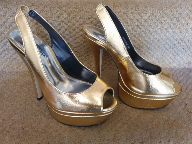 Bn Ladies Size 5 Gold High Heel Shoes By Miss Selfridge