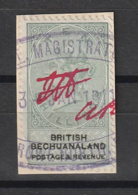 1887 Bechuanaland  Bft:13 10/- Green & Black Unappropriated Die Revenue.