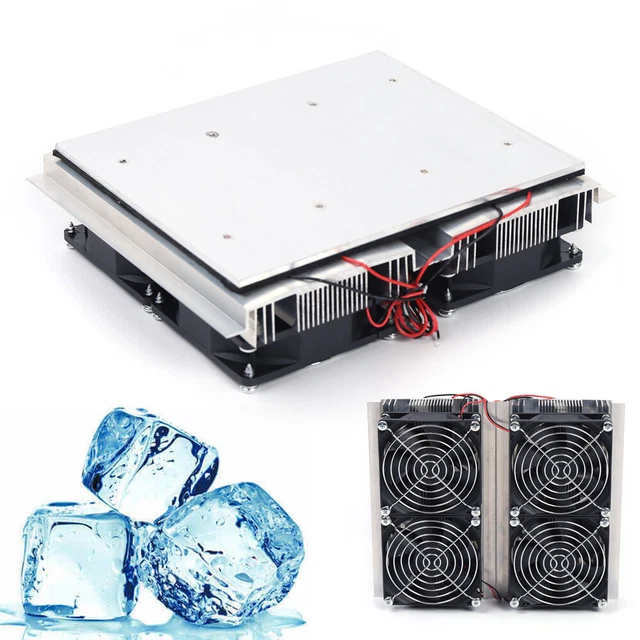 12V 240W PELTIER Cold Plate Cooler 4 Cold Cooling Plates Cooler W/ Fan