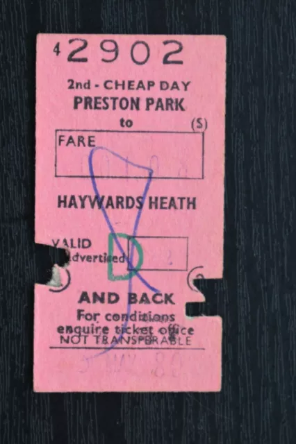 BR Railway Ticket PRESTON PARK to HAYWARDS HEATH No 2902