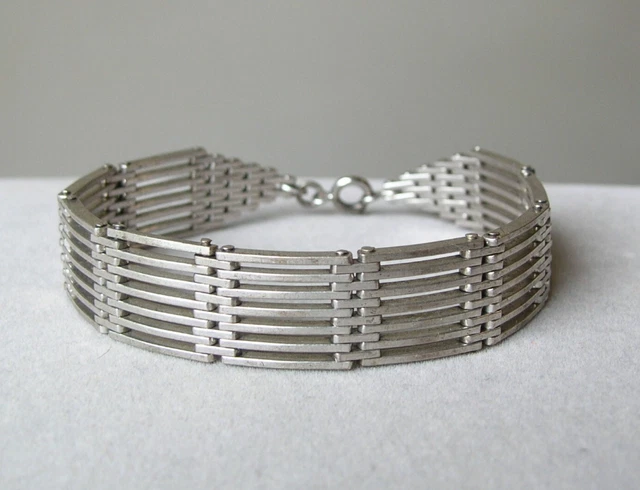 Vintage Sterling Silver Art Deco MACHINE AGE BRACELET 1930s Vintage Sterling Silver Art Deco MACHINE AGE BRACELET 1930s