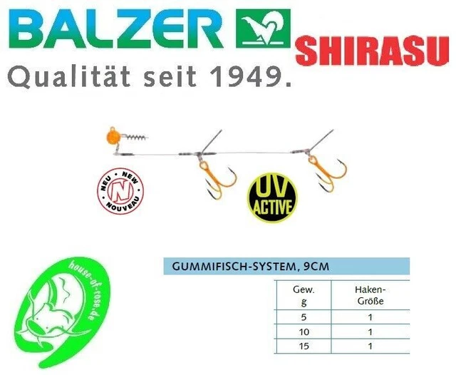 Balzer Shirasu Hecht Gummifisch System UV Screw Jighead Schleppfischen Angeln