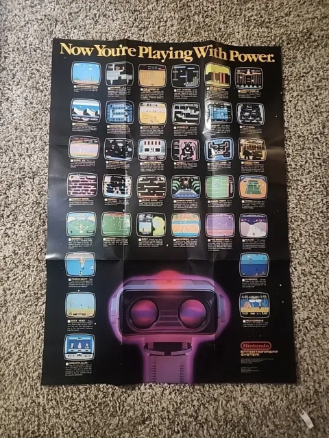 1987 NOW YOUR'E PLAYING WITH POWER - ROB VTG NINTENDO POSTER INSERT - NES Unused