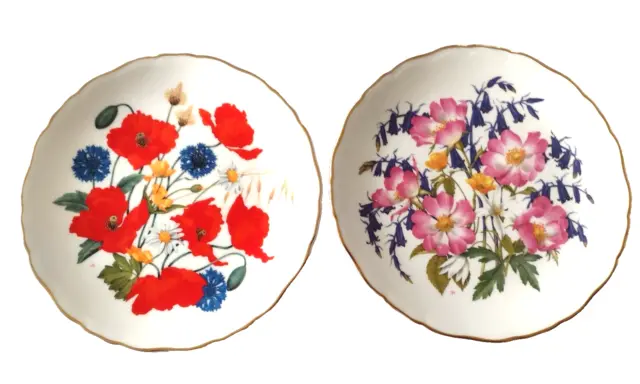 Vintage pair - 2 royal albert plates cornfield poppies & woodland roses jo hague