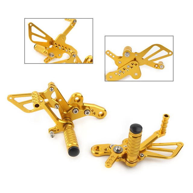 Pedane Posteriori Regolabili Per Yamaha YZF R1/R1M 2015-2023 - Versione 2.0 In Alluminio Aeronautico, Oro - Foto 3