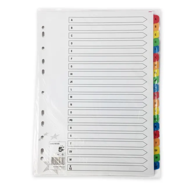 A4 File Dividers (A-Z) Document Organiser Subject Filing/Folder/Inserts Any Qty