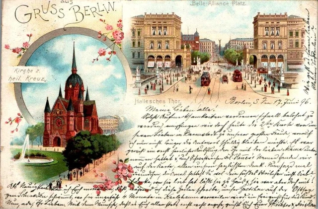 LITHO GRUß AUS BERLIN HALLESCHES TOR 2 BILD COL. 1902