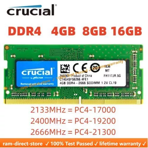 Micron Mémoire RAM CT2K8G4S24AM 16GB 2x8GB DDR4 2400Mhz Vert