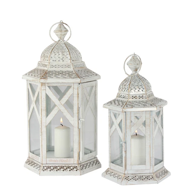 Orient Laterne Asrar - Schwarze Metall Laterne Mit Milchglas 29cm Hoch