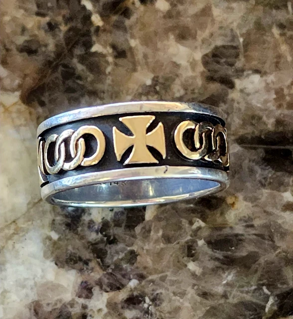 Retired James Avery VINTAGE Size 10 Maltese Cross Ring 14kt Gold and .925