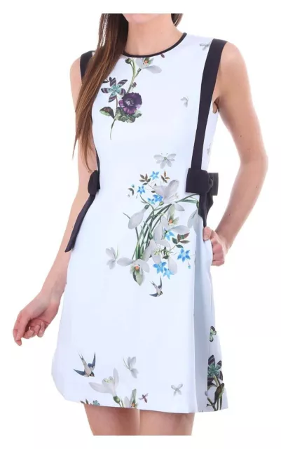 Ted Baker Taglia 14 (4) Bellissimo Abito Da Sposa Sipnela Prato Floreale Uccellini