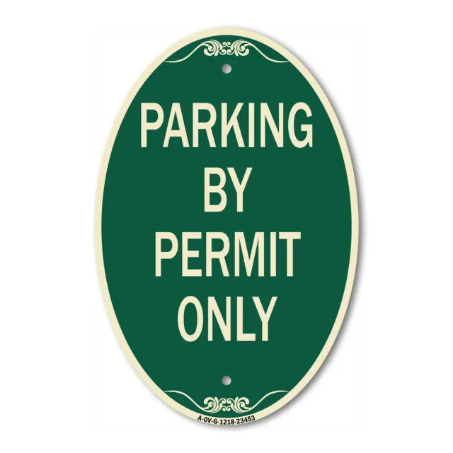SignMission Designer Series Sign - Parking by Permit Only 12" x 18" Metal Sign