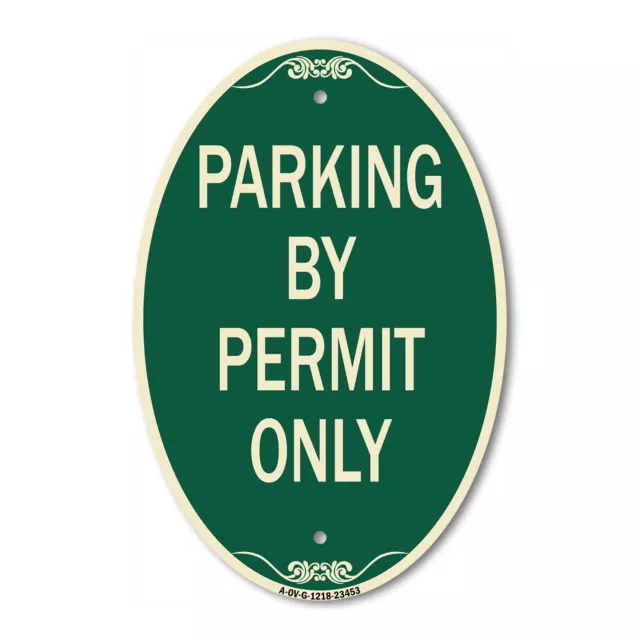 SignMission Designer Series Sign - Parking by Permit Only 12" x 18" Metal Sign