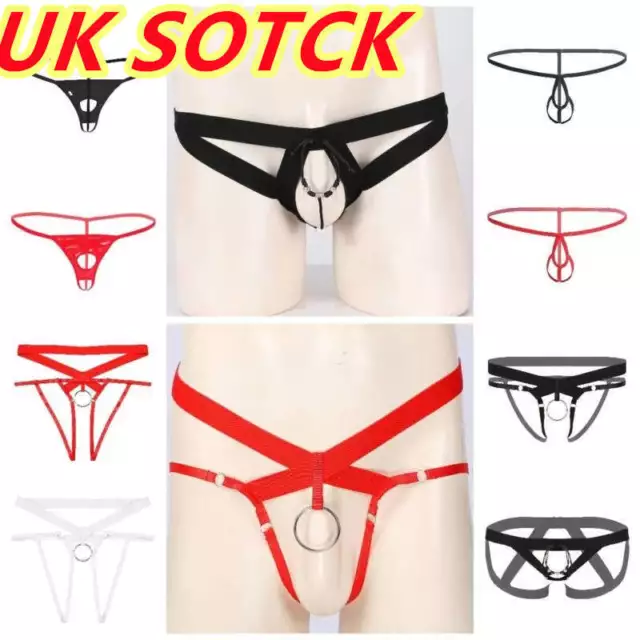 UK Men's Sexy Underwear Jockstrap O Ring G-String Briefs Strappy Thong Lingerie