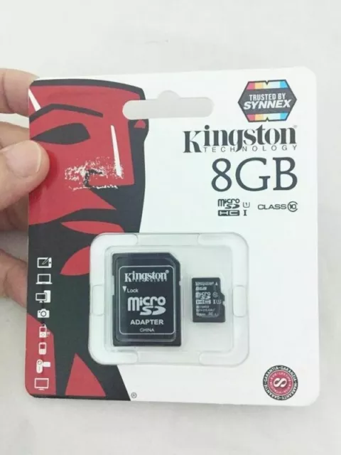 Kingston 8GB TF  Carte Mémoire C10 SDHC Classe 10 Micro Sd + Adaptateur