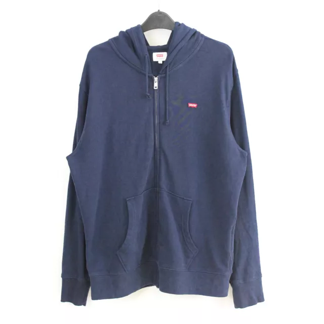 Levi's Hommes M Capuche Sweat Pull Veste Logo Coton Bleu Marine Complet Zip Haut