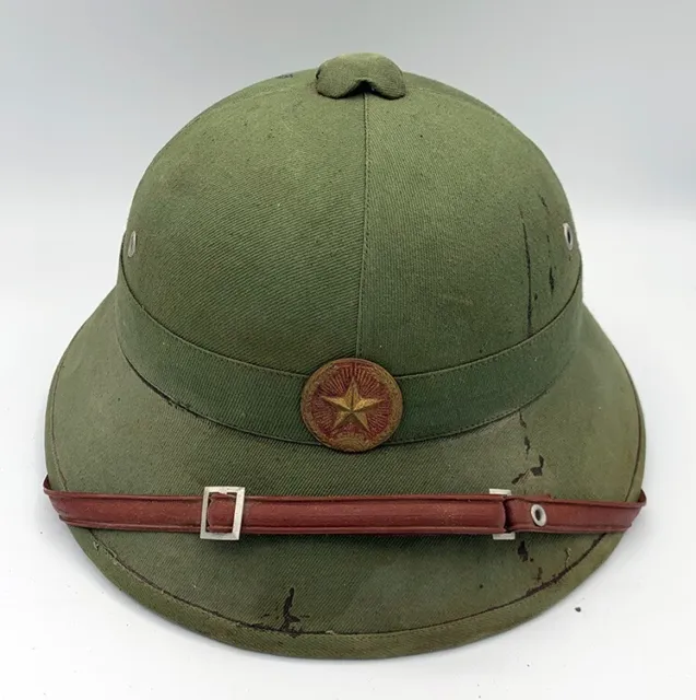 VIETNAM WAR NVA North Vietnam Army Pith Helmet Khaki cover & Green ...