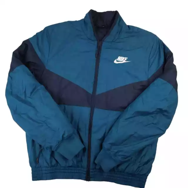 NIKE MENS LARGE Big Spellout Quilted Puffer Jacket Blue $29.99 - PicClick