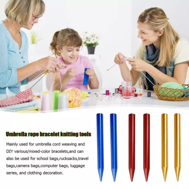 6pcs DIY Aluminum Alloy Paracord Bracelet Tools Parachute Rope Knitting Needles