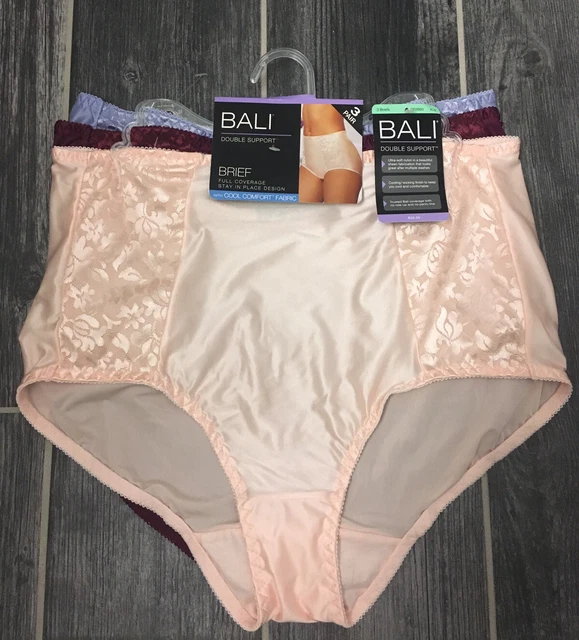 NEW BALI 3 Pair Nylon Brief Panties Full Coverage Double Support
