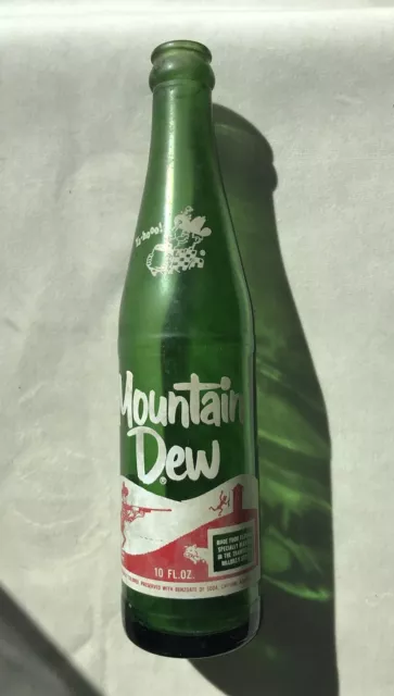 Vintage Mountain Dew Green 10 Oz. Bottle Hillbilly & Laughing Pig