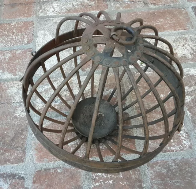 Rustic Vintage Hand Forged Wrought Iron Outdoor Candle Lantern Steel Sphere Ball