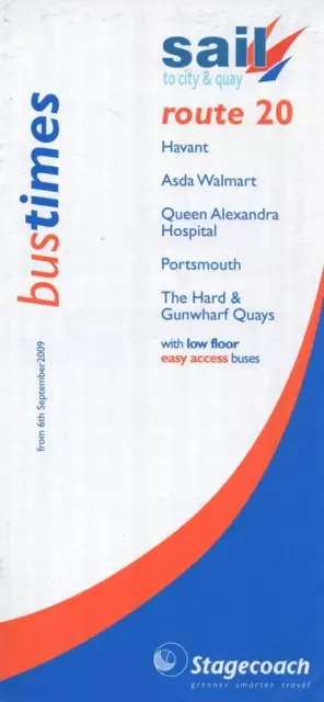 Stagecoach Bus Timetable - 20 - Havant-The Hard & Gunwharf Quays - Sept 2009