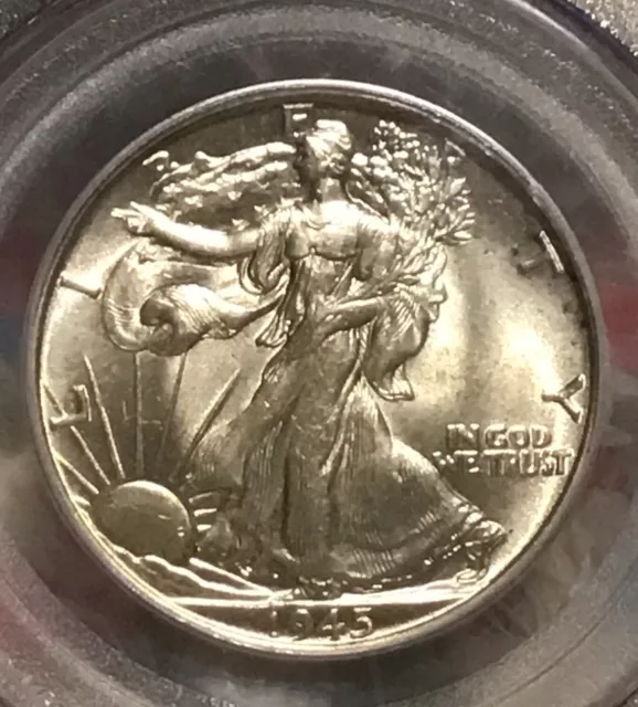 1945-P Walking Liberty Silver Half Dollar ~ Pcgs Ms63 ~ Superb Shine And Details