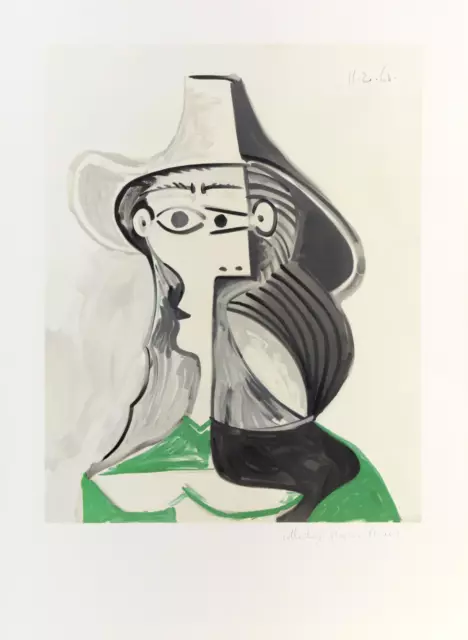 Pablo Picasso, Femme Au Chapeau, Litografía Sobre Arcos de Papel