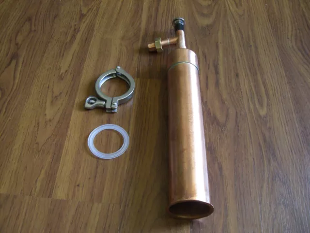 Beer Keg Kit Copper Moonshine Still Head 1 ft column 2" x 1/2 tri clamp w/union
