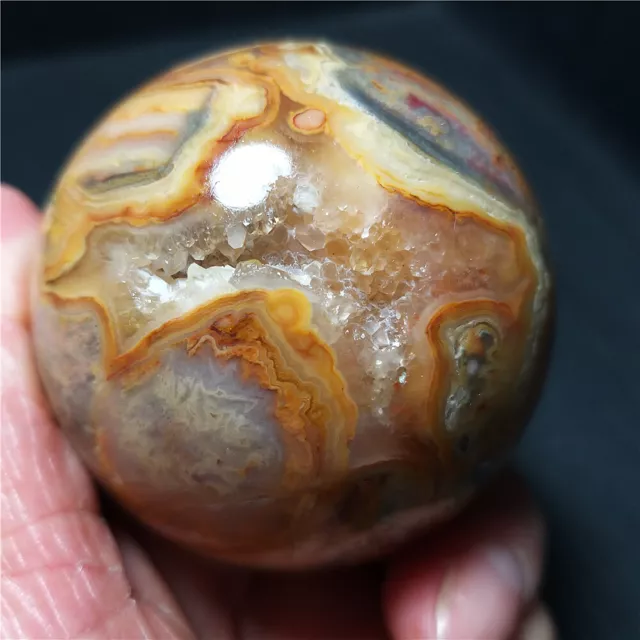 TOP 217.4G 54MM Natural Polished Crazy Agate Crystal Sphere Ball Healing WD229