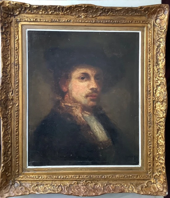 18th Century Portrait Selfportrait REMBRANDT Dutch Old Master Oil painting