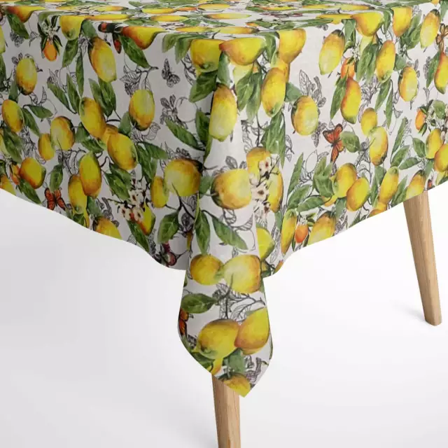 Jacquard Tischdecke beschichtete Baumwolle CITRUS Zitronen eckig rund oval