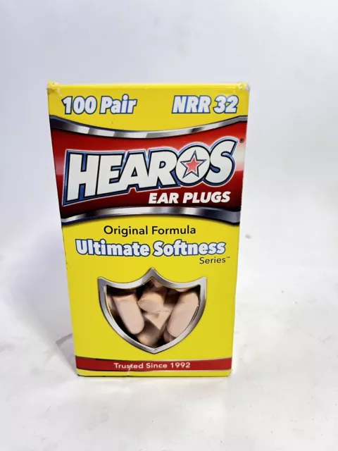 Hearos NRR 32 Foam Ear Plugs Original Formula Ultimate Softness Series 100 Pair