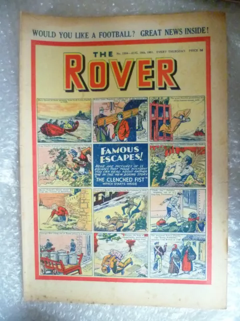 THE ROVER Comic, No.1364, 18th Aug 1950 - Famous Escapes !