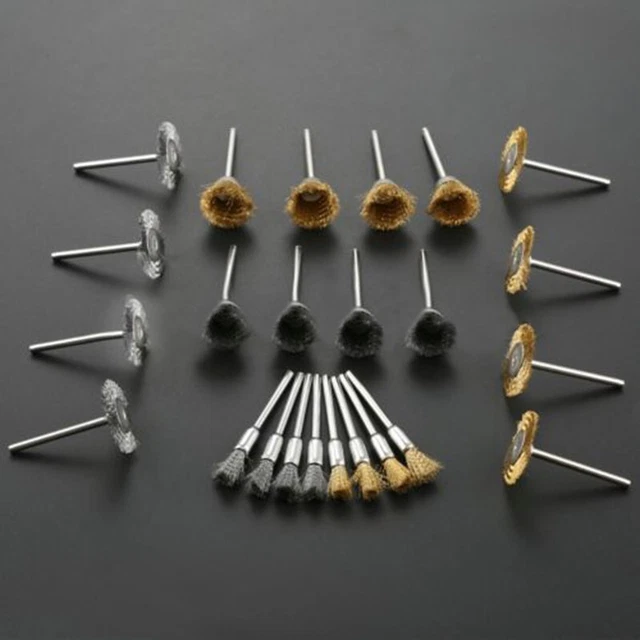 Versatile Set 24pz Spazzole Ruote Filo Acciaio Ottone per Diverse Applicazioni
