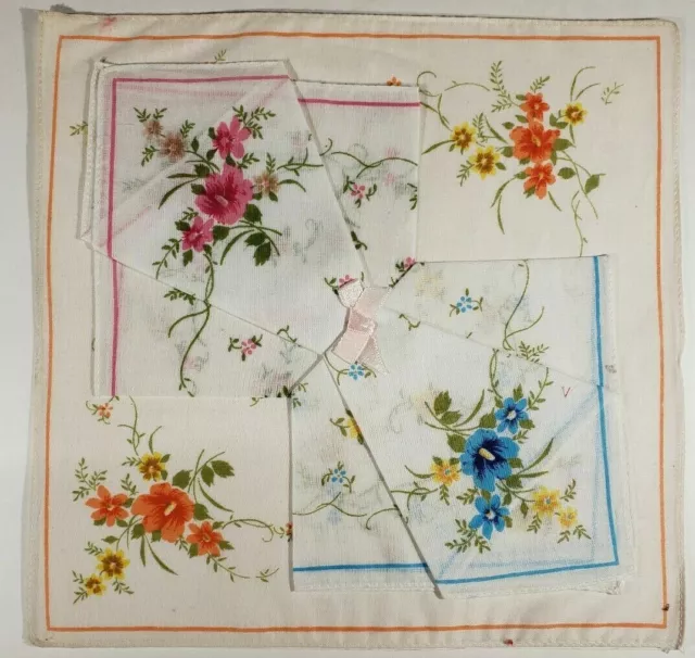 Vintage Jean d'Orly Hanky Handkerchief Set (3)  Old Floral Paris-Wild Flowers