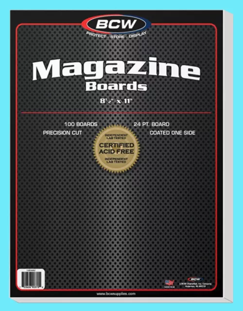 100 BCW MAGAZINE SIZE 8.5" x 11" BACKING BOARDS Storage White Backer 24pt 8-1/2"