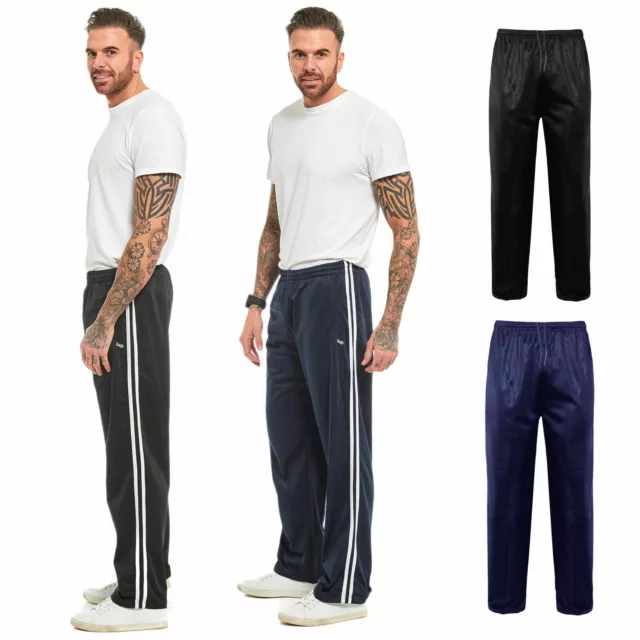 Mens Tracksuit Bottoms Silky Joggers Jogging Striped Gym Sports Pants Trousers