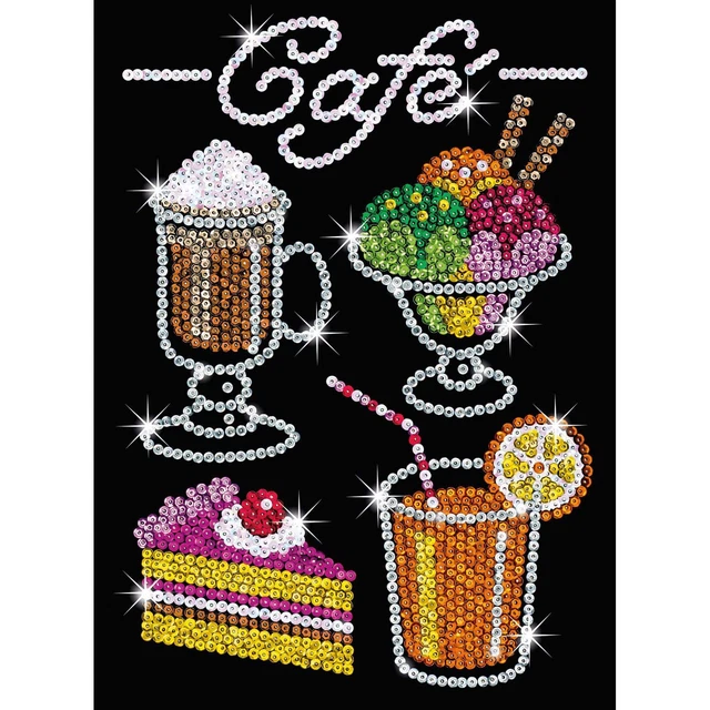 Colorido Sequin Artículo Plug-Imagen Cafe 28x37x3, 5cm Infantil Paillettenbild