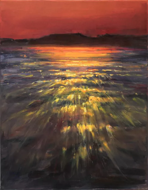 Seascape painting Original art Impressionism Oil on canvas by S. Chernyakovsky