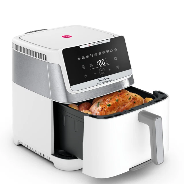 Tefal Easy Fry Mega friggitrice ad aria calda, 7,5 litri, fino a 8 persone, 99% in meno di grassi, 8 impostazioni di cottura automatiche, display digitale, lavabile in lavastoviglie, nero, EY8558E0