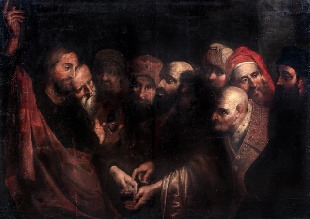 Huge 17th Century Italian Old Master Jesus Christ The Money Tribute CARAVAGGIO