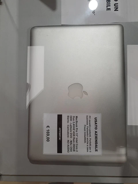 MacBook Pro 13" Intel Core Due 2 2.4ghz 8gb Ram 250,Gb Hdd Mac Osx Sierra -...