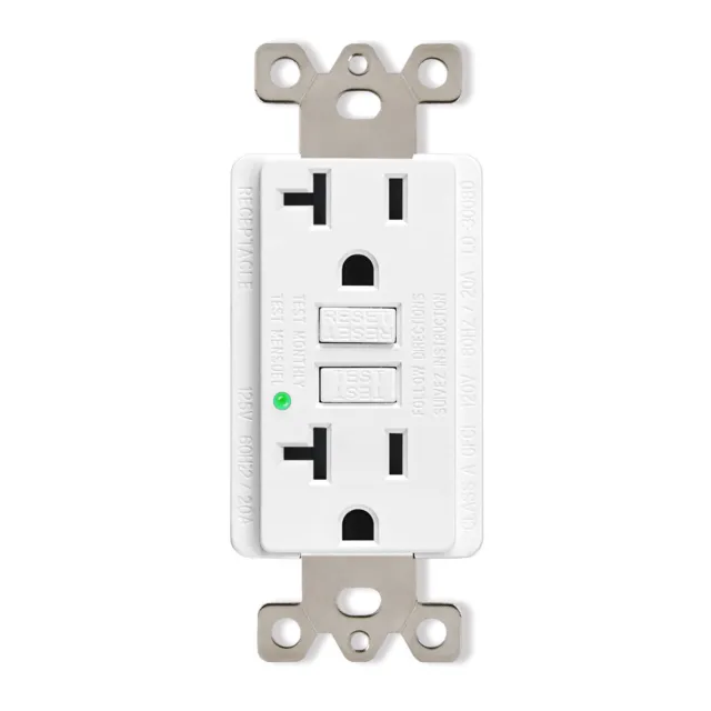 20A /125V GFCI Outlet Duplex Receptacle Plug Residential Grade Wall Plate Non-TR