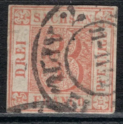 Sachsen 1850, Nr. 1 c, gestempelt (LEIPZIG) 11-11 1/2 7. APR. 51, Fotoattest